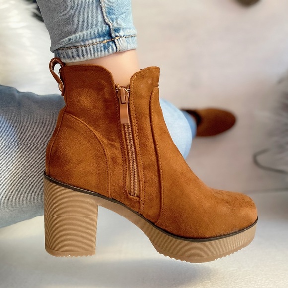 tan platform booties